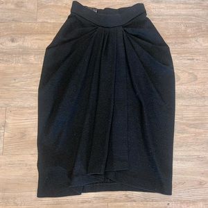 Vtg Donna Karan Wool Black Label Drapped Skirt Size 6